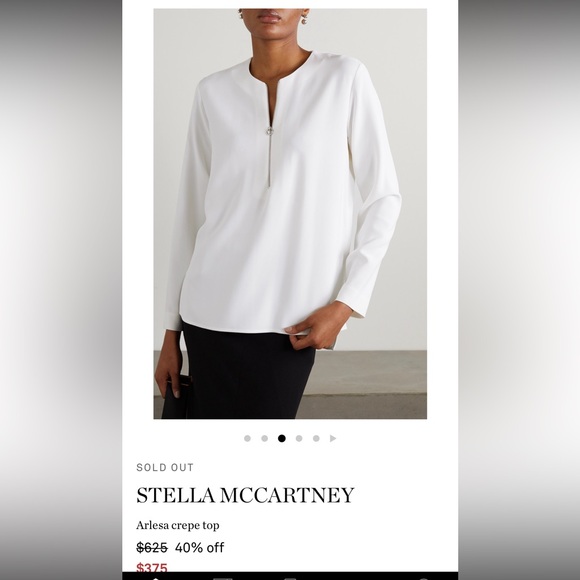 Stella McCartney Arlesa Crepe top/ silver front zipper - Picture 2 of 8